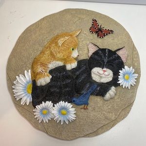 Cat Butterflies and Flowers Birds Stones Wall Plaque By Spoontiques